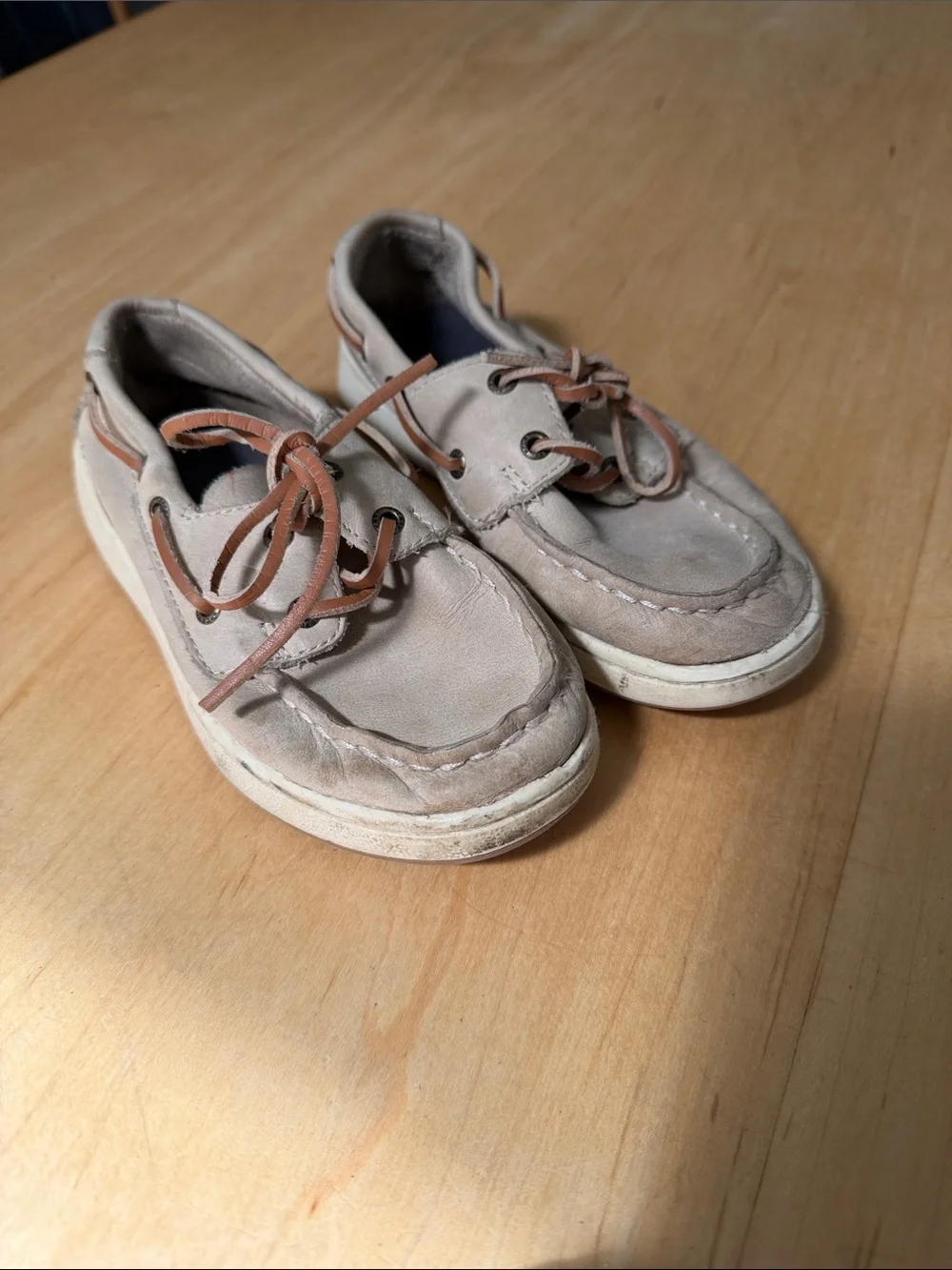 Sperry Kids Tan Boat Shoes with Brown Laces